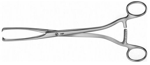 AE-EO220R, MUSEUX, UTERINE TENACULUM FORCEPS 2X2 TEETH , STRAIGHT 240 mm, 9 1/2"