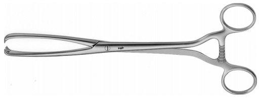AE-EO240R, MUSEUX, UTERINE TENACULUM FORCEPS 3X3 TEETH, STRAIGHT 265 mm, 10 1/2"