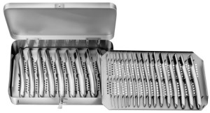 AE-EM194R, HEGAR, UTERINE DILATOR SET WITH 26 DILATORS (EM101R - EM126R), WITH RACK, IN METAL CASE