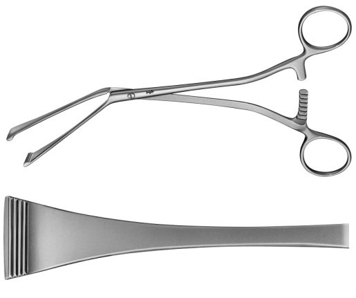 AE-ET268R, GREEN-ARMYTAGE, CAESAREAN SECTION HOMOSTAIC FORCEPS ANGLED 195 mm, 7 3/4"