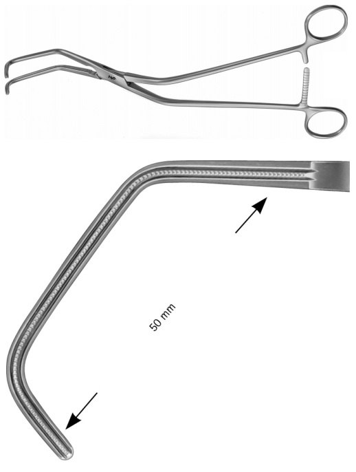 AE-FB495R, OCHSNER, ATRAUMATA VASCULAR CLAMP 50 MM 260 mm, 10 1/4"