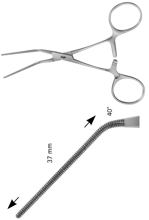 AE-FB704R, COOLEY, ATRAUMATA -VASCULAR CLAMP ANGLED 40°, 50 MM 120 mm, 4 3/4"