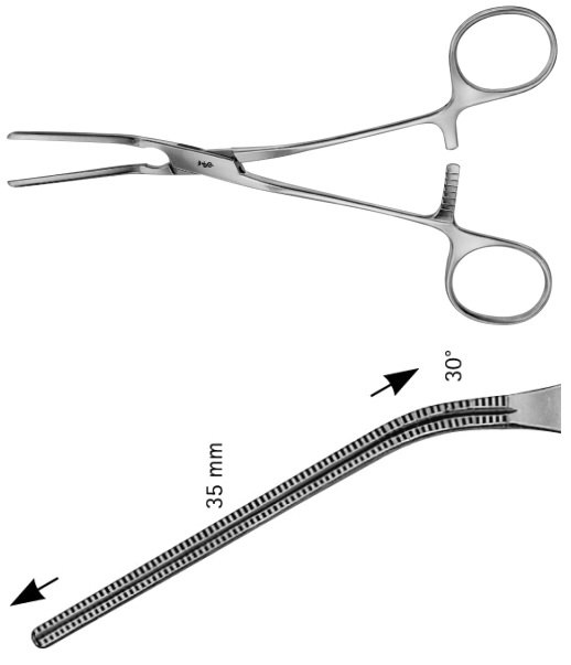 AE-FB717R, COOLEY, ATRAUMATA -VASCULAR CLAMP ANGLED 90°, 35 MM 165 mm, 6 1/2"