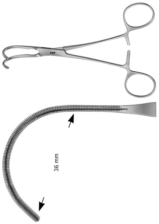 AE-FB734R, COOLEY, ATRAUMATA -VASCULAR CLAMP 36 MM 170 mm, 6 3/4"