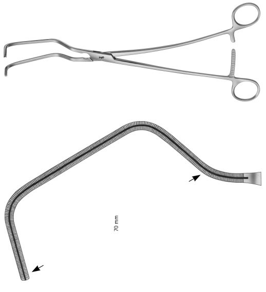 AE-FB775R, PARRY-COOLEY, ATRAUMATA -VASCULAR CLAMP 70 MM 295 mm, 11 3/4"