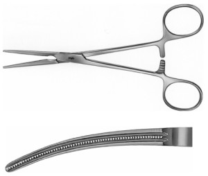 AE-FB447R, DE BAKEY, ATRAUMATA VASCULAR CLAMP CURVED, 40 MM 155 mm, 6"