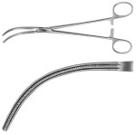 AE-FB458R, GLOVER, ATRAUMATA VASCULAR CLAMP CURVED, 65 MM 215 mm, 8 1/2"