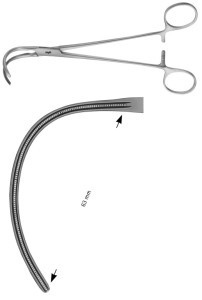 AE-FB462R, GLOVER, ATRAUMATA VASCULAR CLAMP CURVED, 63 MM 210 mm, 8 1/4"