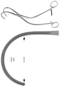 AE-FB489R, WEBER, ATRAUMATA VASCULAR CLAMP AORTA ANASTOMOSIS CLAMP, RIGHT, 52 MM 260 mm, 10 1/4"