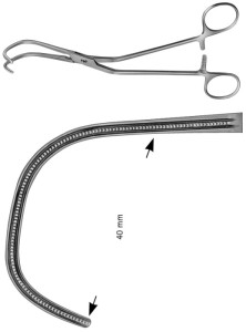 AE-FB490R, LAMBERT- KAY, ATRAUMATA VASCULAR CLAMP 215 mm, 8 1/2"