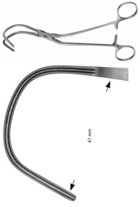 AE-FB492R, LAMBERT- KAY, ATRAUMATA VASCULAR CLAMP 210 mm, 8 1/4"
