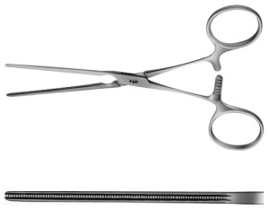 AE-FB540R, DE BAKEY, ATRAUMATA -BULLDOG CLAMP RING HANDLE, STRAIGHT, 53 MM 130 mm, 5 1/8"