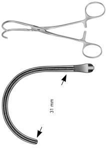 AE-FB557R, DE BAKEY, ATRAUMATA ANASTOMOSIS CLAMP 160 mm, 6 1/2"