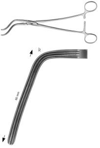 AE-FB576R, DE BAKEY, ATRAUMATA -VASCULAR CLAMP AORTA CLAMP, ANGLED 70°, 60 MM 265 mm, 10 1/2"