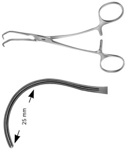AE-FB593R, CASTANEDA, ATRAUMATA VASCULAR CLAMP FOR NEONATALES, 25 MM 155 mm, 6"
