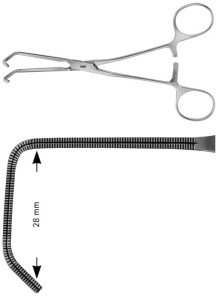 AE-FB722R, COOLEY, ATRAUMATA -VASCULAR CLAMP 28 MM 165 mm, 6 1/2"