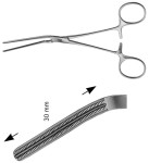 AE-FC302R, ATRAUMATA CLAMP JAW 30MM, 30 DEGREES, CURVED 150 mm, 6"
