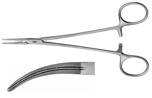 AE-FB443R, ATRAUMATA MOSQUITO CLAMP, CURVED, 27 MM, 165 mm, 6 1/2"