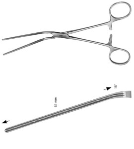 AE-FB468R, LELAND-JONES, ATRAUMATA VASCULAR CLAMP, ANGLED 16°, 65 MM, 190 mm, 7 1/2"