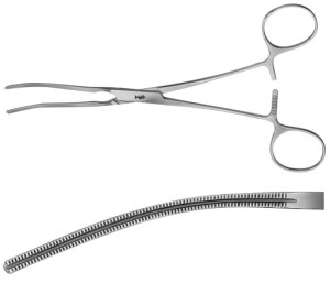 AE-FB713R, COOLEY, ATRAUMATA VASCULAR CLAMP, CURVED, 52 MM, 180 mm, 7"