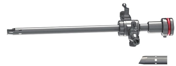 EC-373-42-107, Stryker – Sheath with two rotating stopcocks, scope Ø 4.0, working length 106, outer Ø 6.5, 30° tip