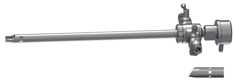 EC-373-52-136, Wolf – Sheath with two rotating stopcocks, scope Ø 4.0, scope length 136, outer Ø 6.5, 30° tip