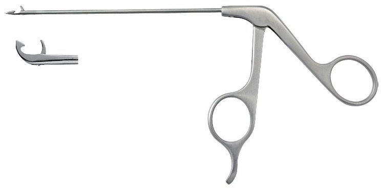 EC-570-5105, Suture grasping forceps 45°, sharp, up milledd