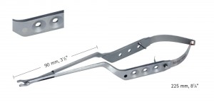 AE-FE315K, DOUBLE BAYONET CLIP APPLIER, FOR MINI CLIPS, COLORED BUTTON IN HANDLE: SILVER, WITHOUT LATCH, 90MM, LENGTH 225MM