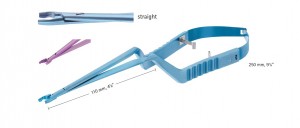 AE-FT474T, YASARGIL CLIP APPLIER, TITANIUM, FOR MINI CLIPS, STRAIGHT, COLOR CODING VIOLET, 110MM, LENGTH 250MM