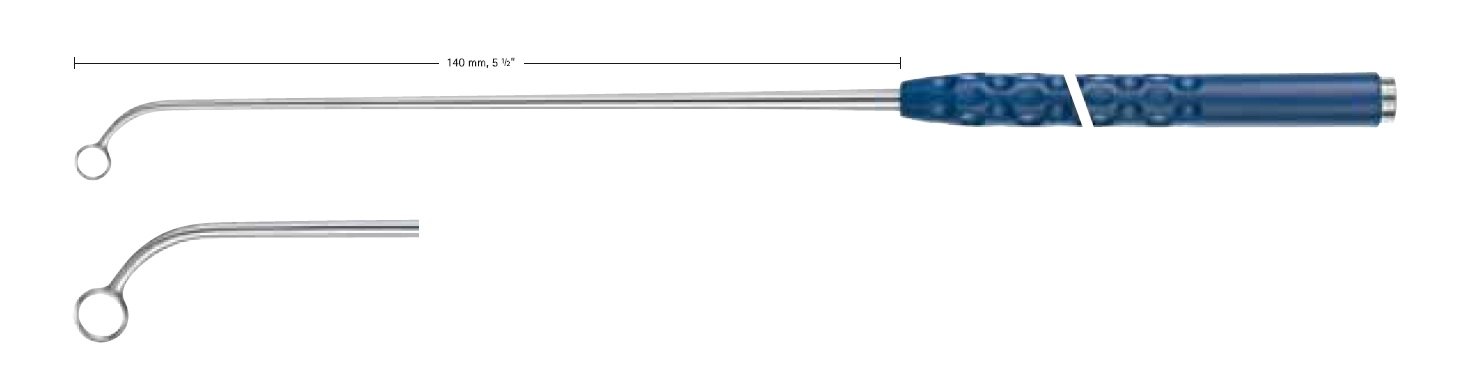 AE-FA030R, TREND – Curettes NICOLA, diameter 6.5mm, 45° vertical angled, long neck, Working length: 140 mm, 5 1⁄2”, Total length: 265 mm, 10 1⁄2”