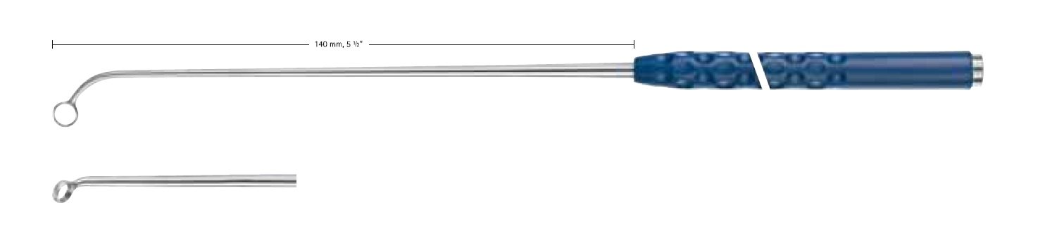 AE-FA036R, TREND – Curette HARDY, diameter 4.0 mm, 45° angled, short neck, Working length: 140 mm, 5 1⁄2”, Total length: 265 mm, 10 1⁄2”