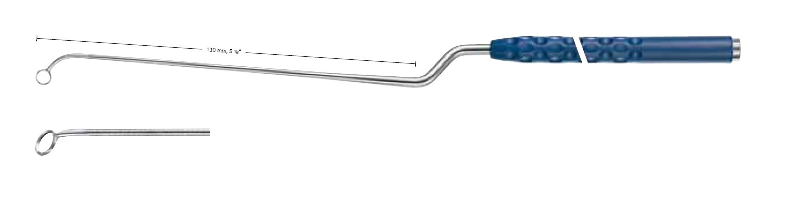 AE-FA042R, TREND Curettes NICOLA, Bayonet, Diameter 6.5mm, 45° horizontal angled, short neck, working length 130mm, total length 280mm