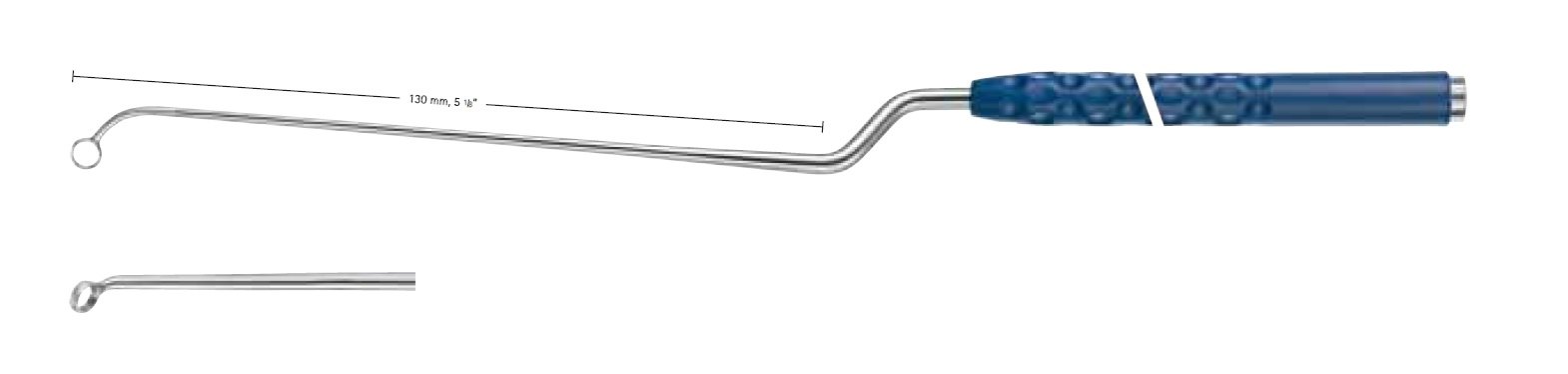 AE-FA061R, TREND Curettes HARDY, Bayonet, Diameter 4.0mm, 45° left horizontal angled, short neck, working length 130mm, total length 280mm