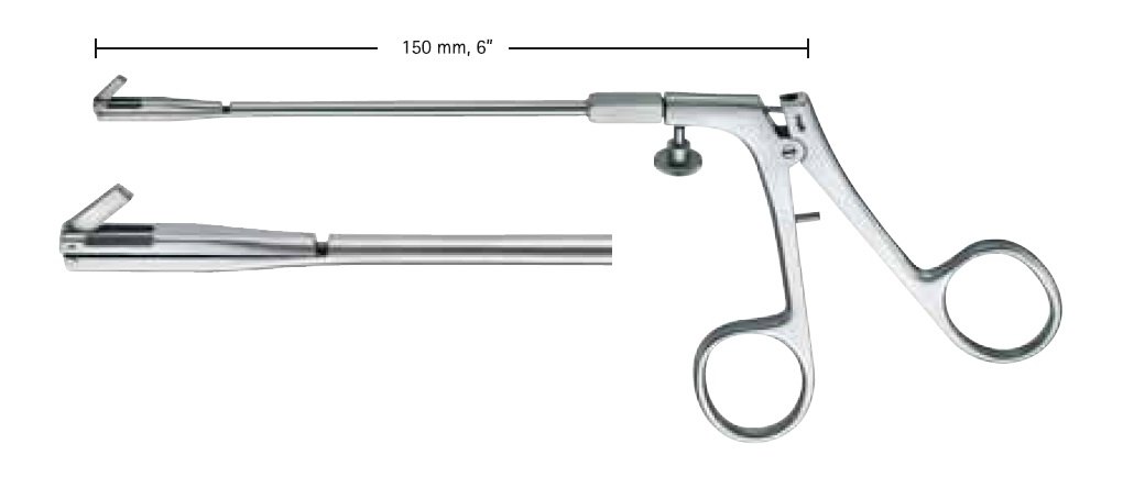 AE-FA076R, Backwards cutting antrum punch, For removal of posterior nasal septum, Rotating sheath 360°, Working length: 120 mm, 4 3⁄4“,