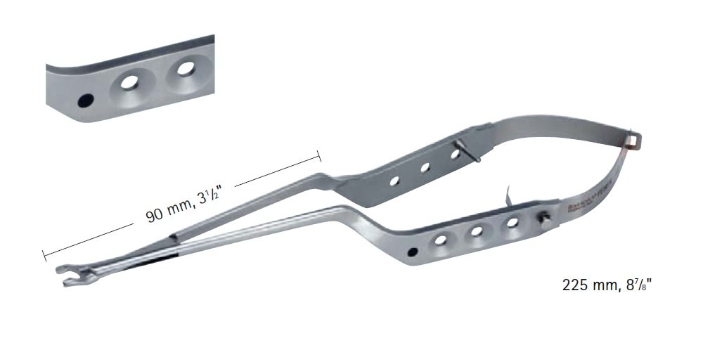 AE-FE301K, DOUBLE BAYONET CLIP APPLIER, FOR STANDARD CLIPS, COLORED BUTTON IN HANDLE: BLACK, WITH LATCH, 90MM, LENGTH 225MM