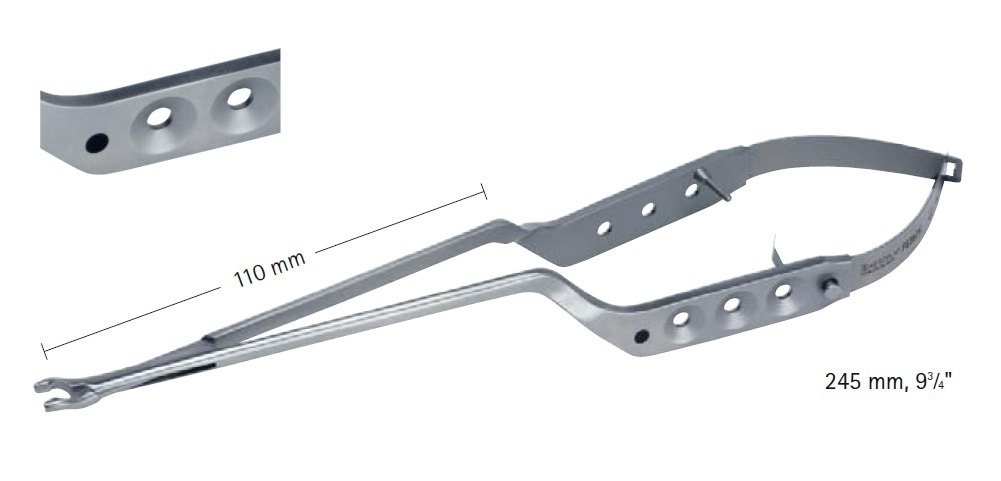 AE-FE302K, DOUBLE BAYONET CLIP APPLIER, FOR STANDARD CLIPS, COLORED BUTTON IN HANDLE: BLACK, WITH LATCH, 110MM, LENGTH 245MM