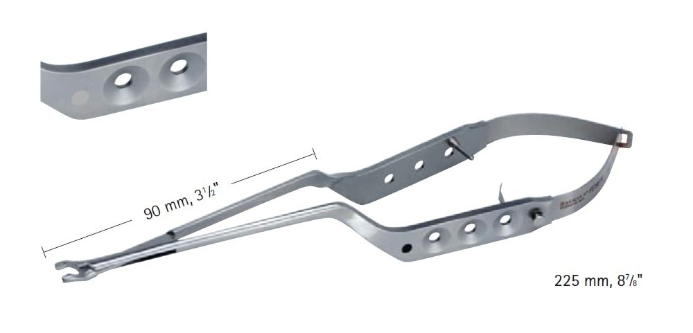 AE-FE311K, DOUBLE BAYONET CLIP APPLIER, FOR MINI CLIPS, COLORED BUTTON IN HANDLE: SILVER, WITH LATCH, 90MM, LENGTH 225MM