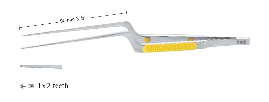 AE-FM174R, Micro tissue forceps, 1x2 teeth, working length 90mm, total length 210mm