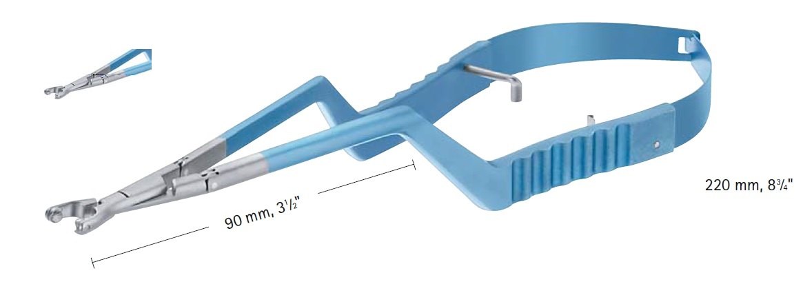 AE-FT412T, TITANIUM VARIO CLIP APPLIER, FOR STANDARD CLIPS, COLOR CODING BLUE, 90MM, LENGTH 220MM