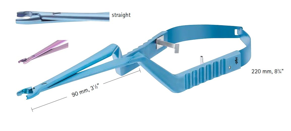 AE-FT472T, YASARGIL CLIP APPLIER, TITANIUM, FOR MINI CLIPS, STRAIGHT, COLOR CODING VIOLET, 90MM, LENGTH 220MM