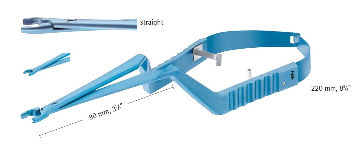 AE-FT482T, YASARGIL CLIP APPLIER, TITANIUM, FOR STANDARD CLIPS, STRAIGHT, COLOR CODING BLUE, 90MM, LENGTH 220MM