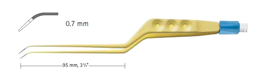 AE-GK777R, Bipolar Yasargil Forceps, 45 degrees, tip 0.7mm, working length 95mm, total length 215mm
