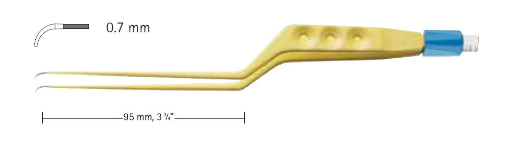 AE-GK781R, Bipolar Yasargil Forceps, tip 0.7 mm, working length 95mm, total length 215mm