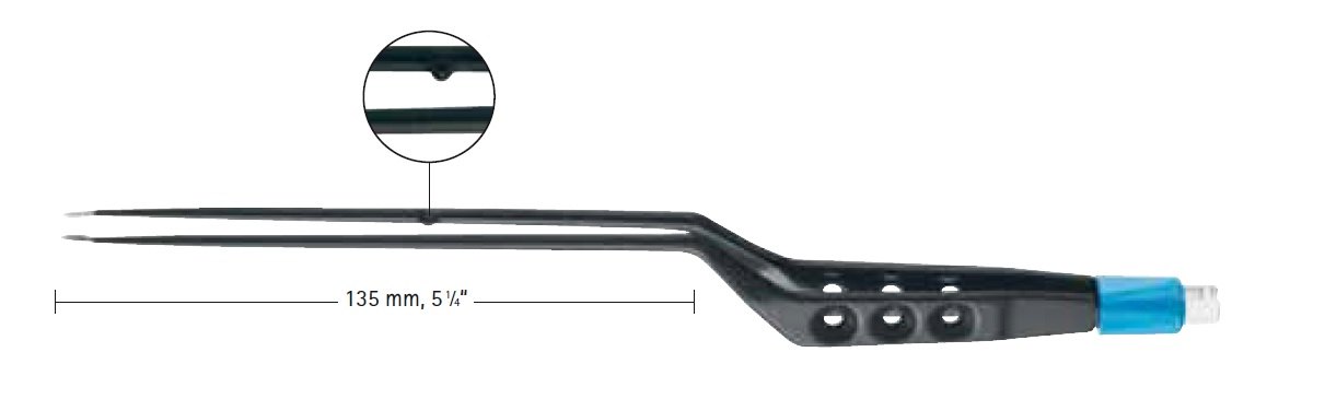 AE-GK801R, Bipolar coagulation forceps, with slender jaws and higher spring tension, Total length 255 mm, Working length 135 mm
