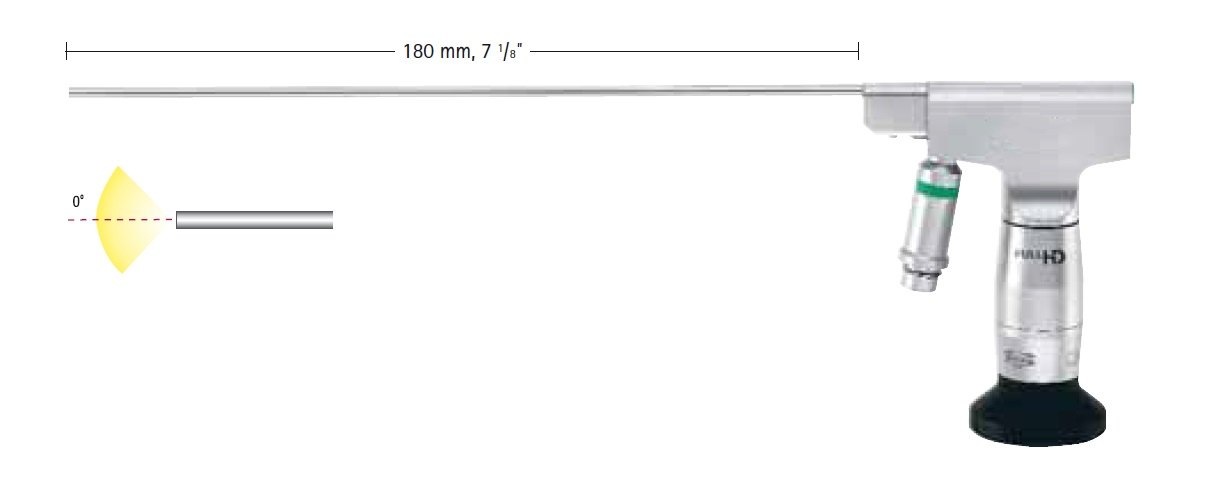 AE-PE184A, MINOP Endoscopes, FULL HD compatible scopes, Direction of view 0° (green ring), Shaft diameter 2.7 mm, Shaft length 180 mm, Autoclavable
