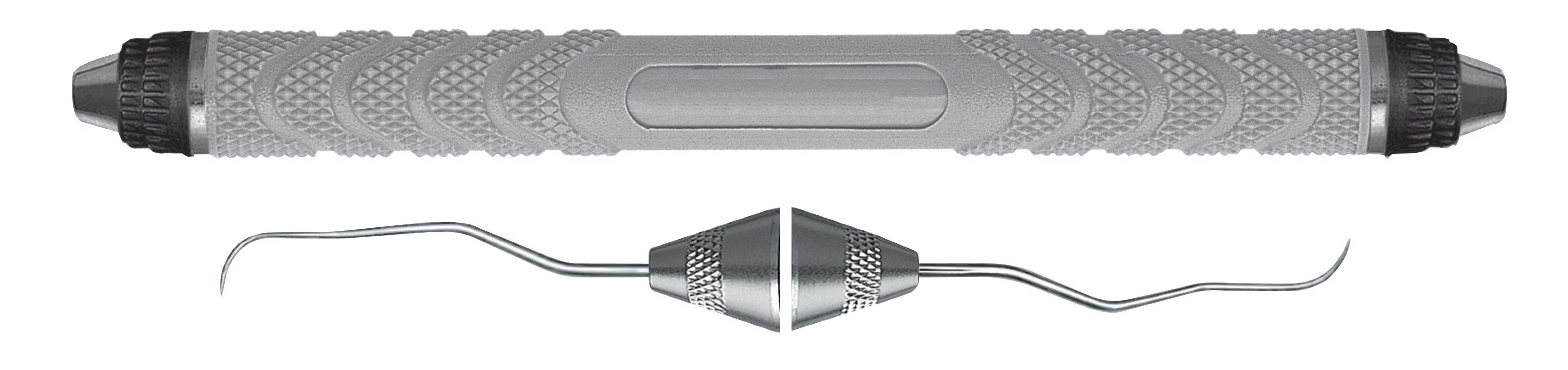 HF-EXD11-12A6-8, Explorers #11/12AF, Terminal Shank and Explorer Tip made with Duraspond, for exploring the entire dentition, with terminal shank 3mm longer HF- EXD11-126, Handle Resin Eight, Double Ended