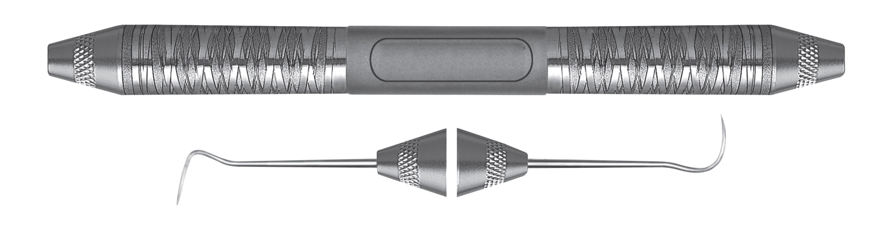 HF-EXD2A6-6, Explorers #2A Pigtail, Handle Satin Steel, Aluminum Titanium Nitride (AlTiN) coating, Double Ended