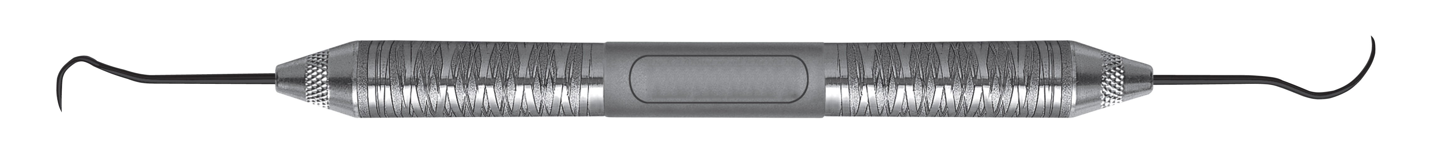 HF-EXD3CHXTS-6, Explorers #3CH Cowhorn, Instrument tip Dark coating, Satin Steel XTS explorers feature non-stick, Handle Satin Steel, Aluminum Titanium Nitride (AlTiN) Coating, Double Ended