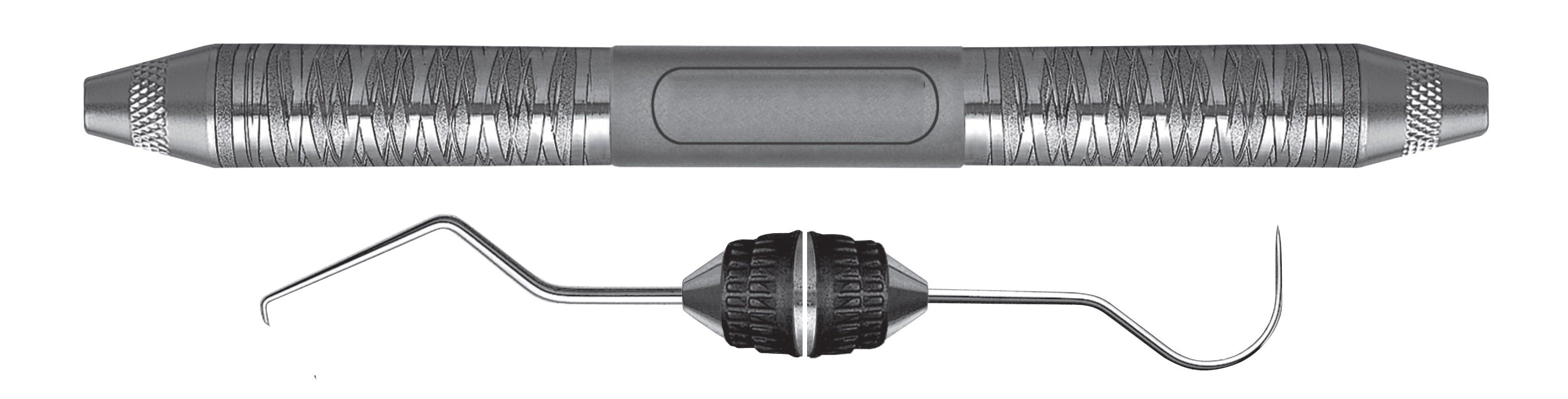 HF-EXTU17-237-6, Explorers #TU17/TU23 Wilkins/Tufts, Balanced tip design, Handle Satin Steel, Aluminum Titanium Nitride (AlTiN) Coating, Double Ended