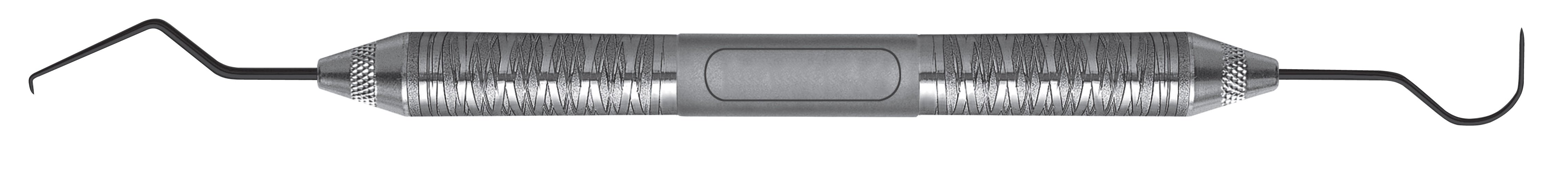 HF-EXTU1723XT-6, Explorers #TU17/23 Wilkins/Tufts, Instrument tip Dark coating, Satin Steel XTS explorers feature non-stick, Handle Satin Steel, Aluminum Titanium Nitride (AlTiN) Coating, Double Ended